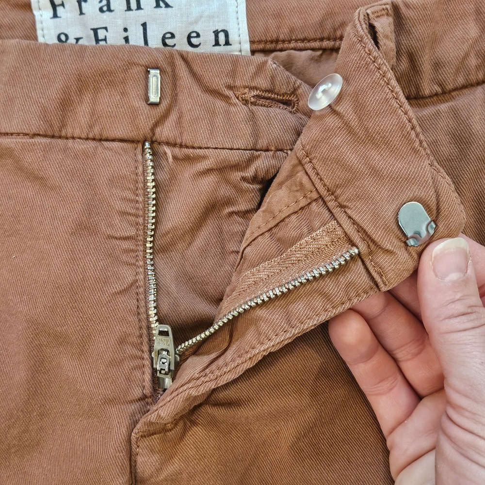 Frank & Eileen Wicklow Pants Women's Size 2 Rust Tan Cotton Blend Raw Hem Casual - Picture 7 of 13